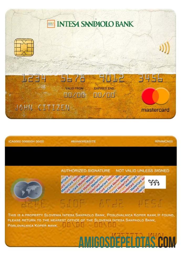 Eslovênia Intesa Sanpaolo Bank, Koper Bank Mastercard Branch exemplo